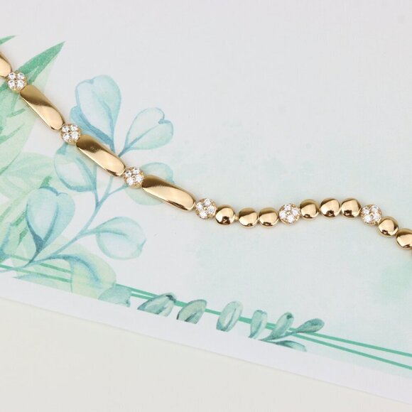 "Modern Beaded & Bar Link Rose Gold Bracelet, XPBL0774 - Picture 7 of 11